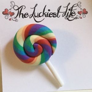 BRAND NEW!  Cute Handmade Striped Lollipop Pin